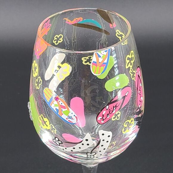 Lolita Hand Painted Wine Glass Flip Flop - Picture 4 of 5
